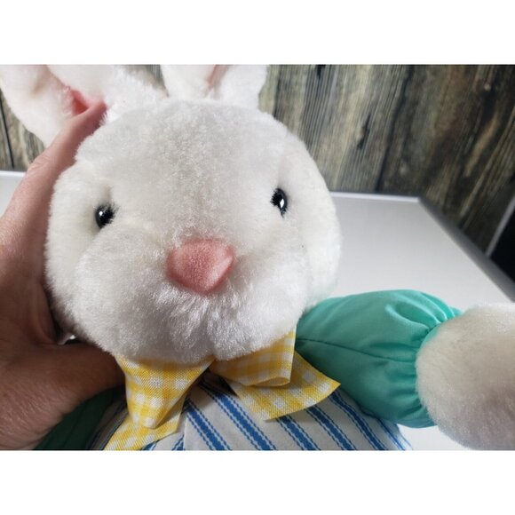 Hallmark Hugsley Bunny Striped Overalls Pastel Plush Stuffed Soft Easter Toy - Picture 4 of 8